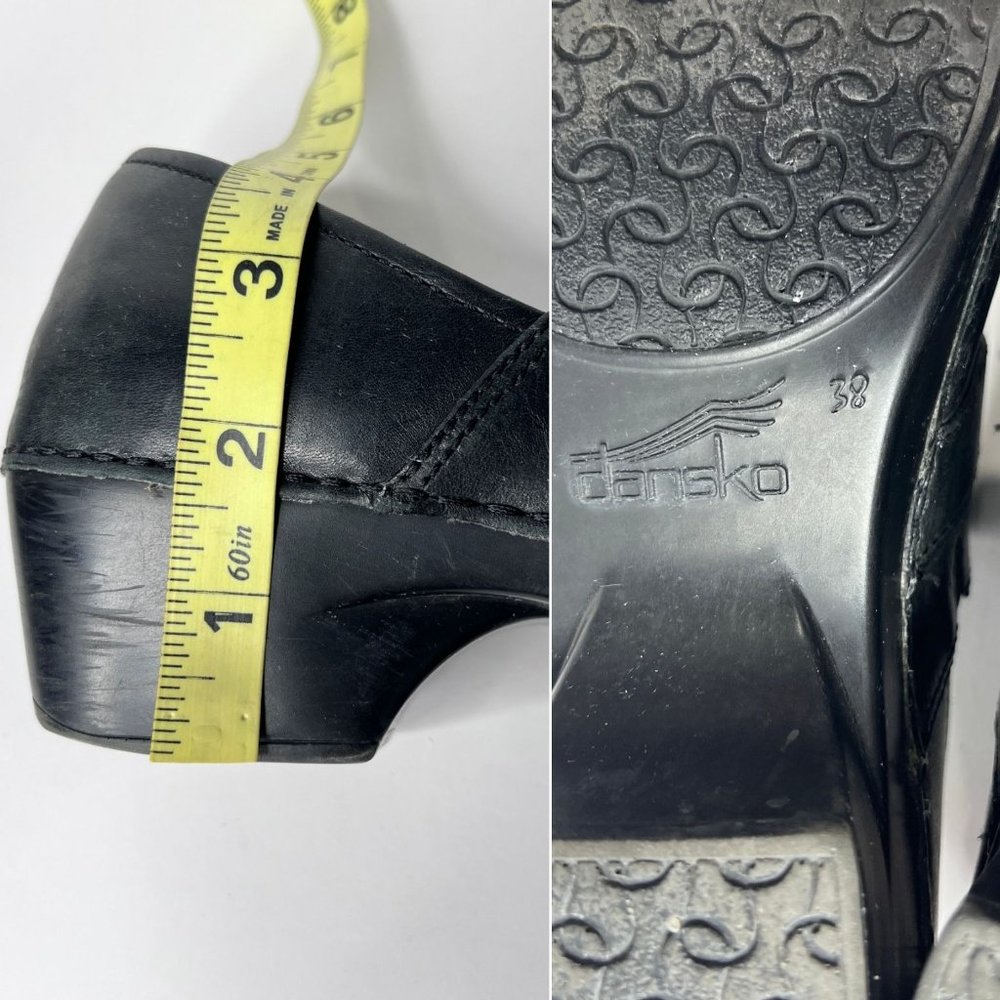 Dansko Clogs Heel Black Leather Shows Comfort Slip On w/ Buckle Women's 38 7.5-8 - Picture 10 of 10